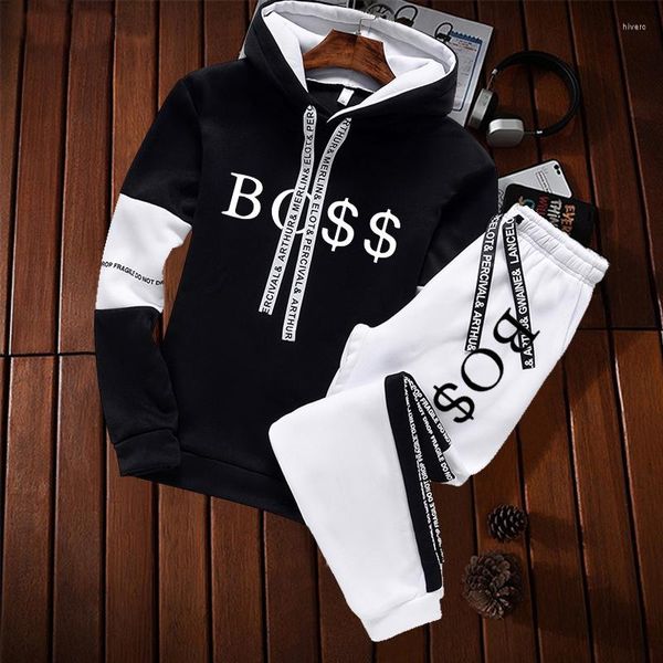 Herren -Trailsuiten 2023 Herbst- und Winterkleidung Hoodies Hosen zweiteiligen Set Letter Printing Tracksuit Sweatsuit Jogging Jogginghose