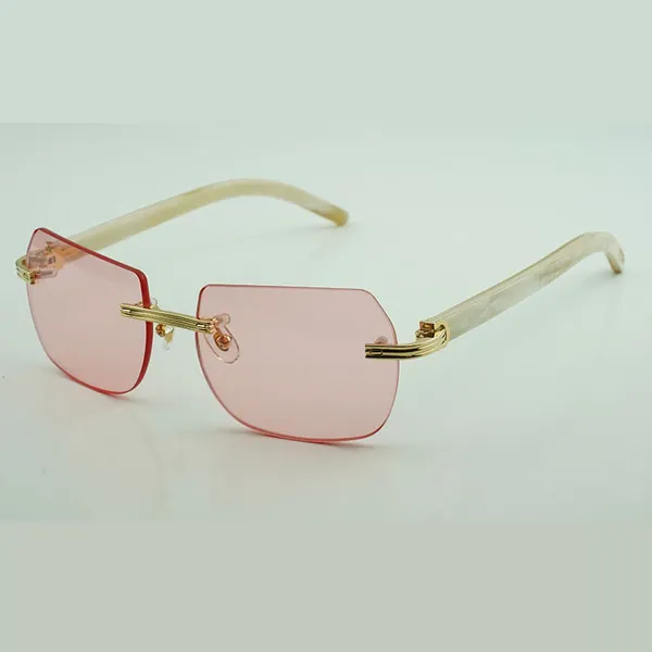 Nuovo accessorio occhiali da sole smussati naturali 0286O con nuovo hardware e gambe in corno di bufalo bianco Dimensioni: 56-18-140 mm