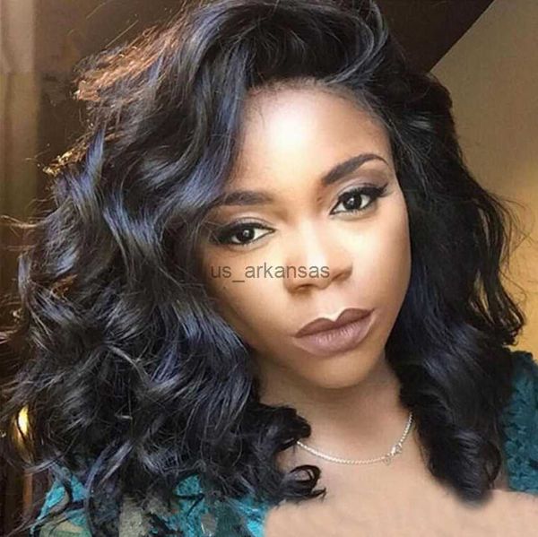 Perucas sintéticas Womens Moda Wig Body Wak Wave curto Bob Curly Bob Wigs Natural como perucas de cabelo de onda oceânica real para mulheres negras Party Wigs HKD230818