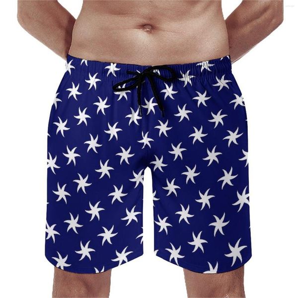 Shorts maschile a stelle di stella marina estate blu navy running da surf da spiaggia comodo design casual design di grandi dimensioni tronchi da nuoto