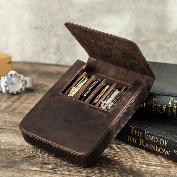 Bleistifttaschen Kontakte Familien handgefertigte Brunnen Stiftkoffer Leder für Männer Frauen Halter Stift Beutel Retro Pen Box Organisator Jungen Mädchen School 230817