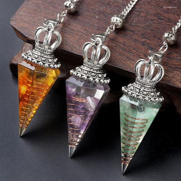 Colares pendentes Moda Quartz natural Pendulums 7 Chakra cura Crystal Soul Pendulum 6pcs para doações de adivinhação Reiki pendulo