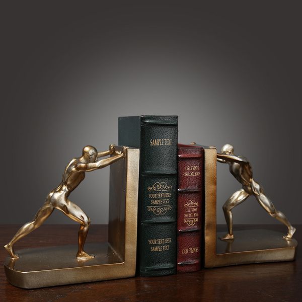 Oggetti decorativi Figurine Creative Hercules Bookends Bookcase vintage Libro desktop Libro sporco di vino più fresco d'ufficio artigianato Decorazione per la casa 230817
