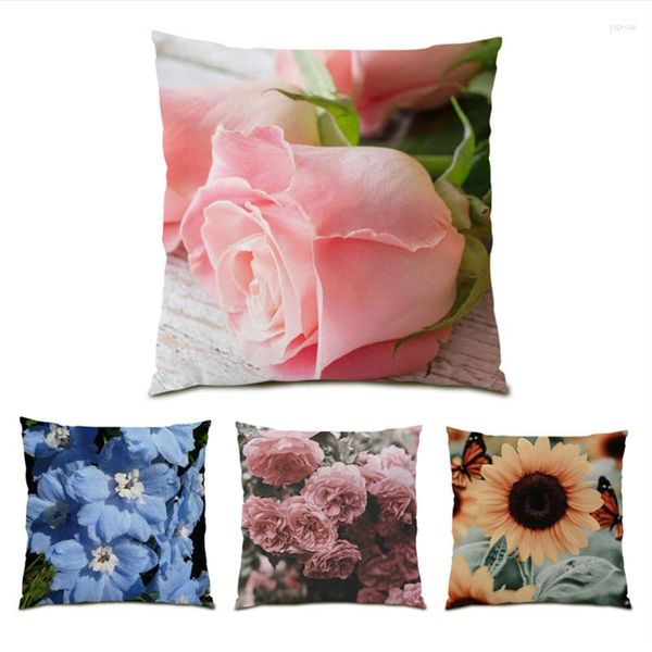 Cuscino cuscino fiore decorativo 45x45 coperture di velluto foglia decorazione soggiorno dono di lino in lino di lino accessori E0833 E0833