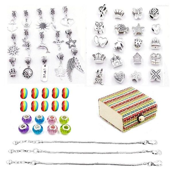 Bracelets de charme Produtos de tendência colorir o traje de pulseira infantil DIY DIY Requintado Cristal Big Hole Beading Box Caixa