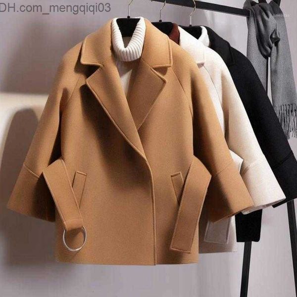 Misturas de lã feminina 2019 roupas quentes para mulheres outono de inverno lã de lã de lã de casaco de lã de cinto elegante sobretola de lã de lã Coats1 Z230818