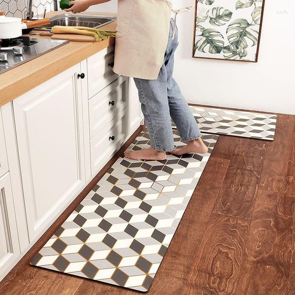 Tapetes cozinha nórdica cozinha longa tapa longa em couro pvc impermeabilizado e prova de óleo