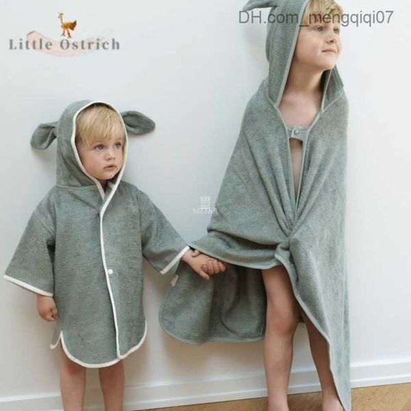 Pyjamas Jungen und Mädchen Cartoon Cloak Long Robe Handtuch Fellschleife Bambus Faser Baby Badewanne Hoodie Feste Farbe Pyjamas Home Set 0-4y Z230818