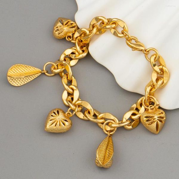 Braccialetti Link Fashion Vintage Gold Oro Cuore Cuore Bracciale Trendy Charm Original Gioielli per bracciale da donna fai -da -te per regali per ragazze