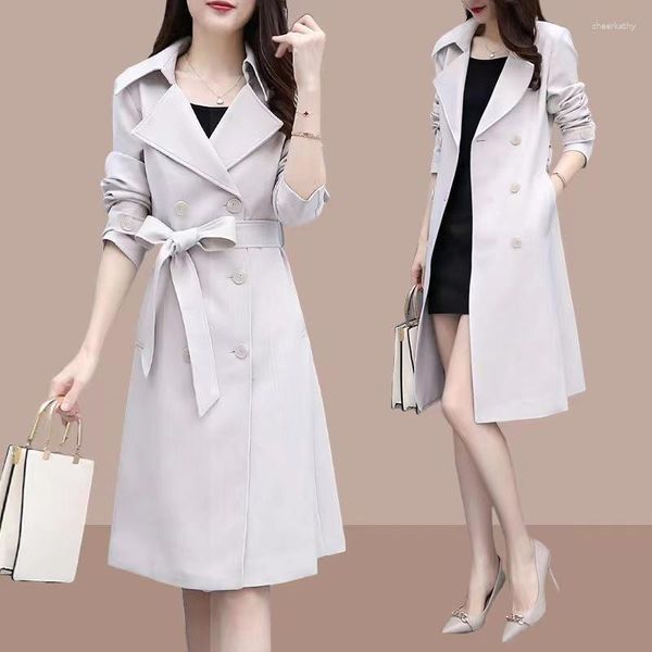 Trench femminile Coat casual sottile 2023 Donne Outwear Mid Long Slim Spring Sprose femminile Mujer M-3xl