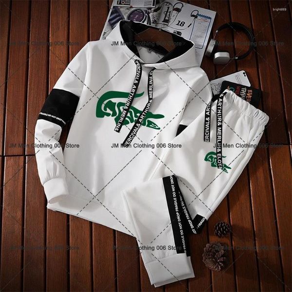 Erkek Trailsits Sweatshirt Seti Hayvan Baskı Hoodies Sweatpants Man Derisi 2 Parça Kıyafetler Jogger Takım Erkek Külot Lüks Sokak Giyin