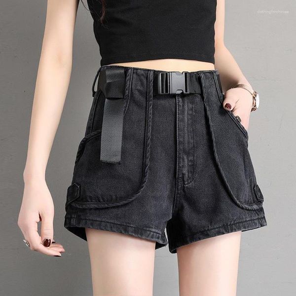 Damen -Shorts Punk Womens Denim Cargo Black Biker kurze Hosen für Frauen mit Taille Taschentasche Outdoor Angebot Jeans