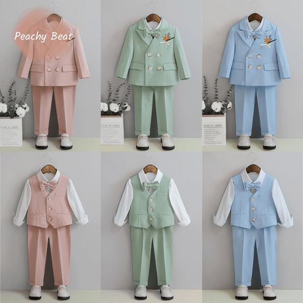 Set di abbigliamento Fashion Baby Boy Casela formale giacca per pantalone camicia da bordo infantile per bambini abito da sposa per bambini 112y 230818