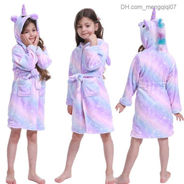 Toalhas vestes para menina de menina toalha de pijamas vestido unicorn banheiro capô rosa Pijama de princesa fofa de pijamas de pijamas z230819