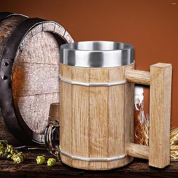 Becher Barrel Beer Becher 600 ml Herzstück tragbarer Vintage Großkapazität Mehrzweck Neuheit Kaffee für Pub Camping Cafe KTV Home