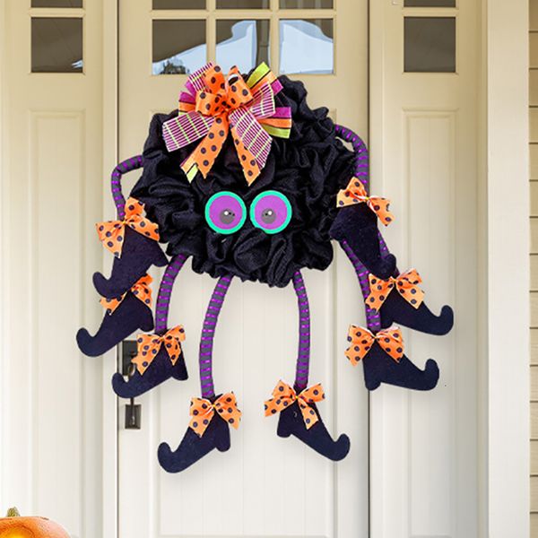 Outra festa de evento Supplies Spider Door Halloween Decoração ao ar livre Multileg Witch Witch Whreath Ornament Pingente Home Wall Hanging Decor Acessórios 230817