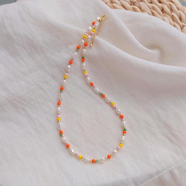 Anhänger Halsketten Kkbead Natural Pearl Choker für Mädchen Y2K Accessoires Schmuck Boho Sommer Perlen Halskette Frauen Geschenk