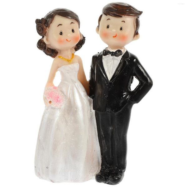 Figuras decorativas Topper de casamento de casal de casal de casal de casal Decoração delicada de bolo de resina adorável amantes compactos multifuncionais