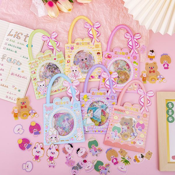 Altri adesivi decorativi 32 fumetti packlot Animal Girl Pvc Cute Diary Scrapbooking Etichetta per le etichette Kawaii Stationery Gift School Forniture 230818