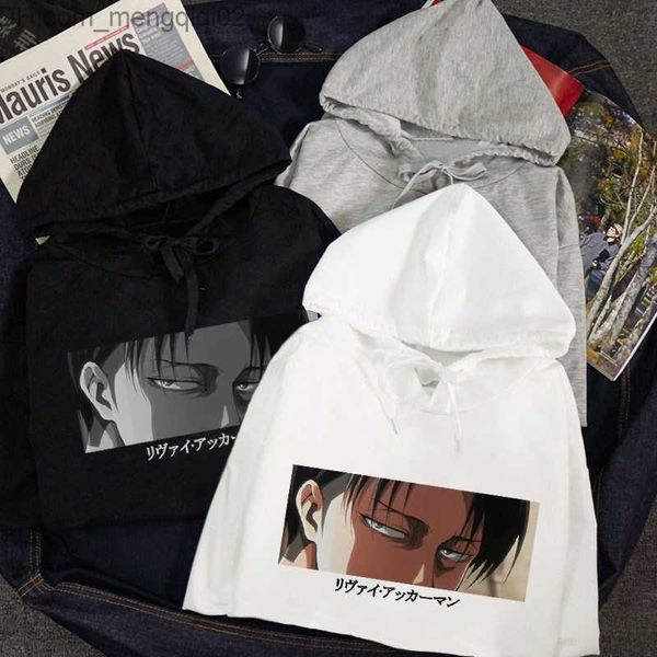 Erkek Hoodies Sweatshirts Levi Ackerman Anime Vintage Saldırı Titan Japon Sokak Giyim Hoodie Erkekler Sıradan Unisex Comics Shingeki No Kyojin Sweatshirt Z230818