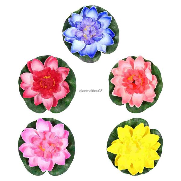 Dekoratif çiçek çelenkleri winomo 5pcs 10cm yapay lotus çiçek su zambak yapay bitkiler yapay çiçekler yüzen gölet bitkileri hkd230818