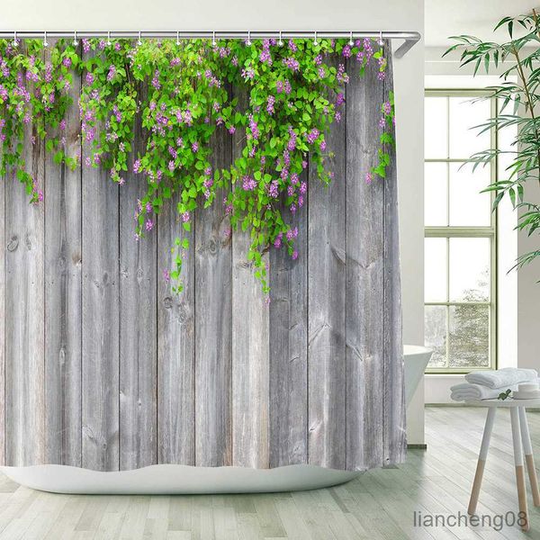 Tende da doccia in bambù verde pannello in legno tende per doccia rustico paesaggio parete appesa decorazione del bagno con r230818