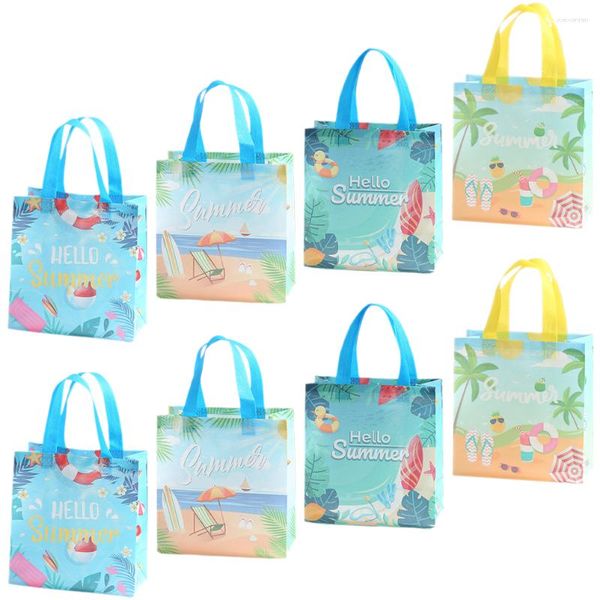 Сумки для хранения 8 PCS Beach Shopping Back Hawaiian Party Favors подарок не теновая ткань тропическая сарабила Tote Tote Luau Holiday Banquet