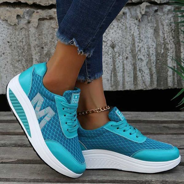 Tênis de malha respirável de sapatos de vestido Mulheres 2023 Spring Shot Sport Shot Shoes Mulher Plus Tamanho 43 Lace Lace Up Sapatos Casuais T230818