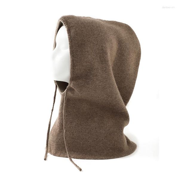 Berets High -End -Kaschmir -Männer- und Frauen universeller Schalhut Integrierter Herbst Winter Dicked gestrickte Woll -Ohrschutzhaube