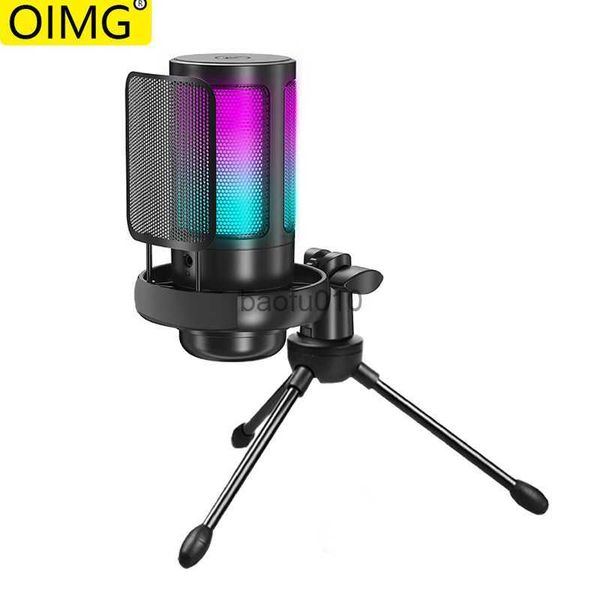 Microfones USB Microfones RGB de luxo para PC Video Laptop Singing Gaming Gaming Recording PS4 Desktop Tripod Ampligame Mic HKD230818