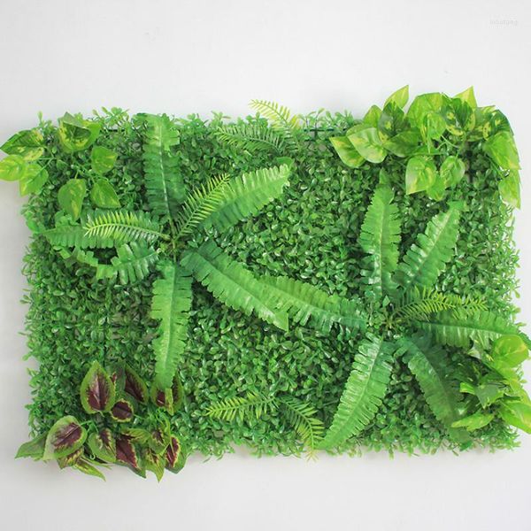 Dekorative Blumen 40 60 cm künstliche Gräser Pflanzen Wand Panel gefälschte Rasenblatt Zaun Laub für Hausgarten Dekor Grün Grün