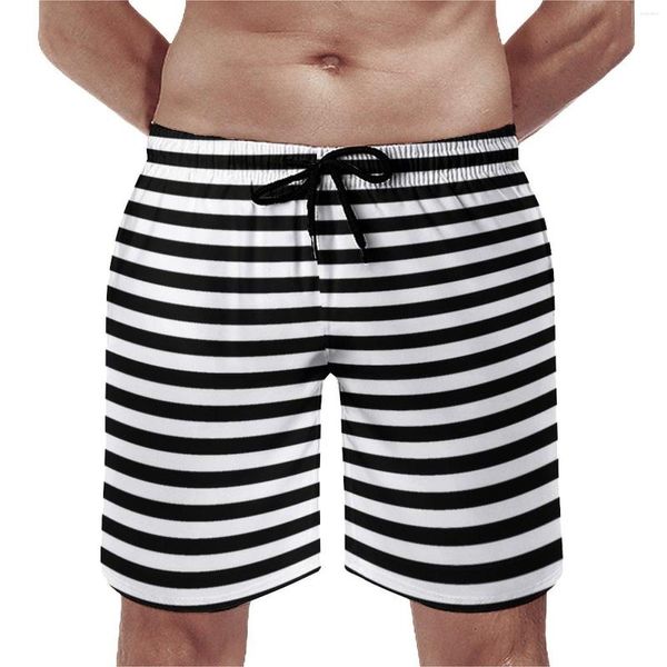 Herren Shorts Classic Striped Vintage Board Horizontale schwarze Streifen kurze Hosen Druck laufen Schnell trockene Schwimmstämme