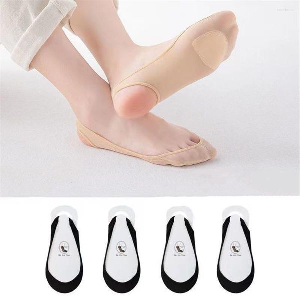 Mulheres meias 4 pares/set invisible gelo seda silicone não deslizamento para sapatos de sapatos de salto alto SOLE