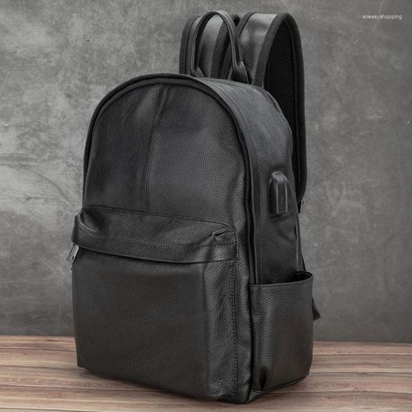 Backpack Aetoo First Layer Cowide Herren Leder Business Computertasche Casual einfaches Schulkoreanische Version Trend zurückkehren