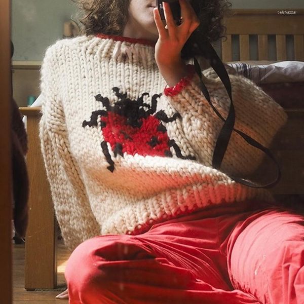 Maglioni femminili 2023 Ladybird fatti a mano vintage Jacquard Pullover Pullover Inverno Ladies Fashi