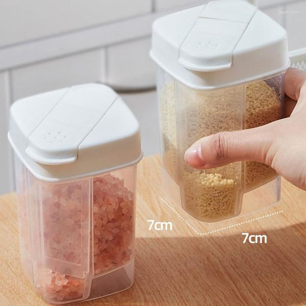 Garrafas de armazenamento com abertura de tempero quantitativo de abertura dupla recipientes de alimentos de jar