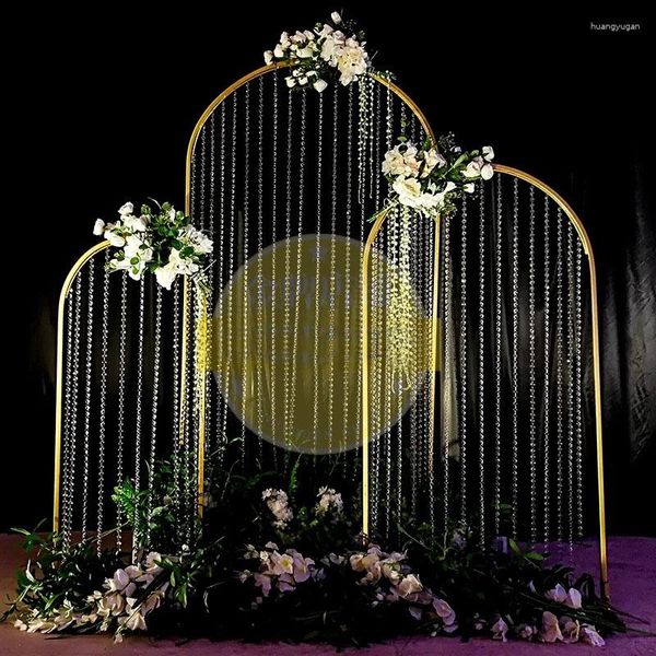 Dekorative Blumen Arcos de Boda Hierro Forjado Accesorios Metall en forma n arcoiris soporte flores artificiales plomo