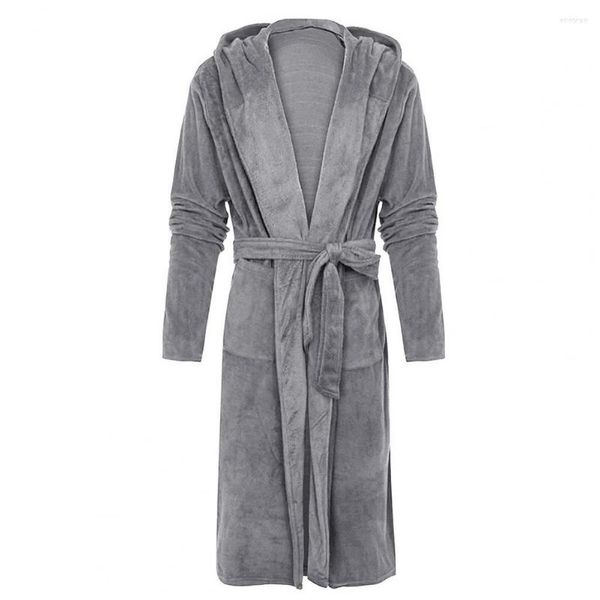Apresenta de sono masculino Atraente na cintura de topo da pele confortável e outono lã de inverno de inverno túnica longa pijama camisola anticown