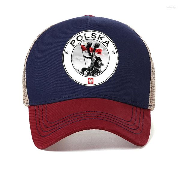Ballkappen Polen Flagg Grafik Herren Baseball Cap 3D gedrucktem Sommer Casual Polska Husarz Hut coole Mesh Trucker Hüte