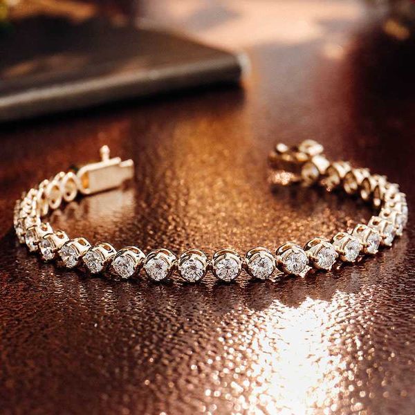 Jóias Moissanita Custom Moissanite Diamond Tennis Bracelet Silver 10k 14k 18k Buzel de ouro Cadeia VENDA