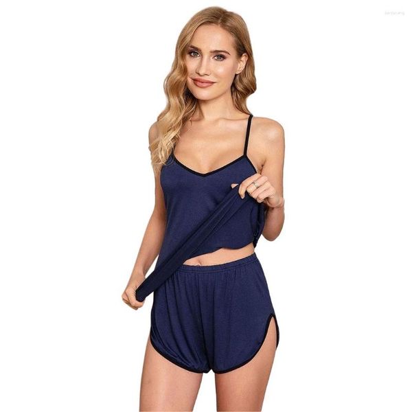 Frauen Nachtwäsche Frauen Pyjamas Set -Hosentender Shorts Pijamas Anzug sexy intime Dessous Haus tragen locker sitzende lässige modale Nachtwäsche