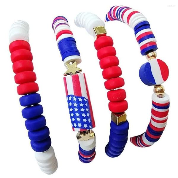 Conjunto de 4 peças de fita de pulseira de cerâmica colorida EUA bandeira da joia dos Estados Unidos pulsera