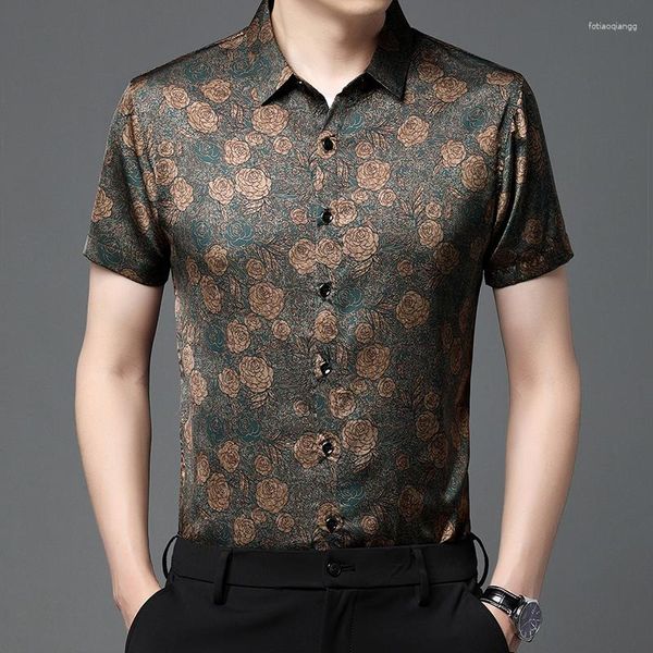 Herren lässige Hemden 3d Blumen Vintage Herren Hemd Kurzarm regelmäßige Fit Cool Summer Fashion Qualität weich