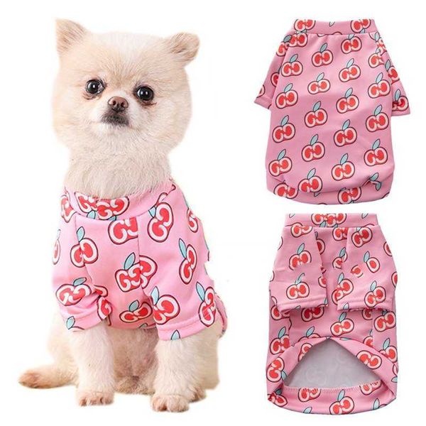 Dog Roupas Designer de cães vestuário clássico frutas gráficas cães tshirts camisa de algodão para inverno feriado de outono dias frios menino ou menina moletons de animais de estimação a5h