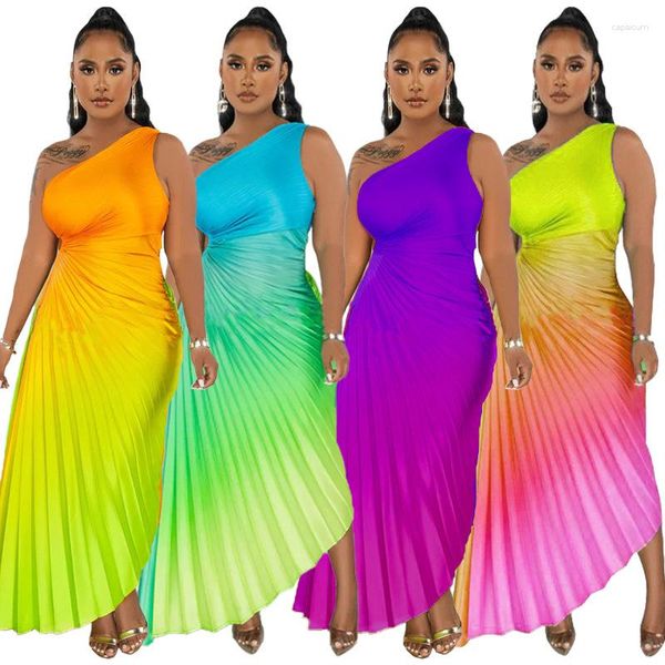 Lässige Kleider plissierter Druck ärmellose Bodycon Kleid hoher Taille Strand Maxi Y2K Backless Vacation Dashiki Afrikanische Sommer Vestidos