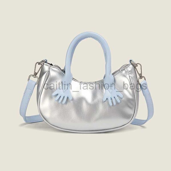 Дизайнерская сумка Гуанчжоу Женское серебристое небо синее маленькая сумочка мини -двойная цепная диагональная рука