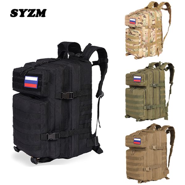 Sacos escolares SYZM 50L30L Camuflagem Exército Mochila Homens Militar À Prova D 'Água Assalto Tático Molle Trekking Mochila Caça Saco 230817