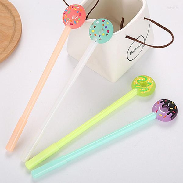 2pcs Kawaii Donut Design Gel Pen Staintery School поставляет милые чернокожие офисные кабинет.