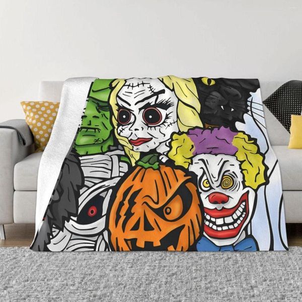 Cobertor cobertor flanela primavera outono ousado halloween horror monstro mashup arremessos quentes para cama de inverno