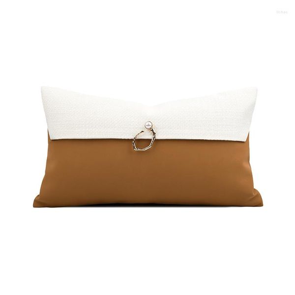 Pillow Light Luxury Capa Conjunto de poucos brancos de pachado marrom arremesso de metal decorativo para sala de estar